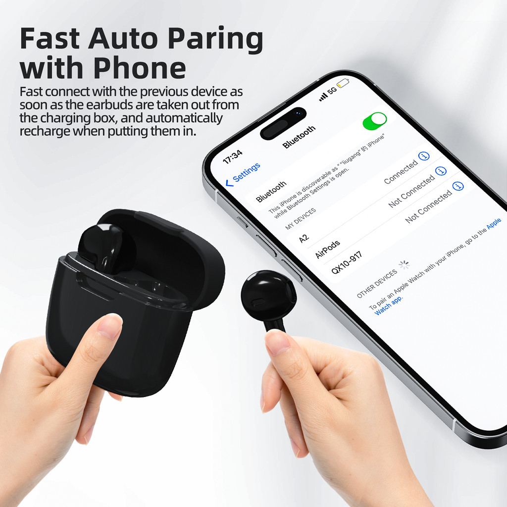 GOOJODOQ Tai nghe không dây GOOOJODEQ BT5.3 Tự động ghép đôi Comfort Fit Âm thanh Hi-Fi Điều khiển cảm ứng Type-C Sạc pin 25mAh / 180mAh | BigBuy360 - bigbuy360.vn