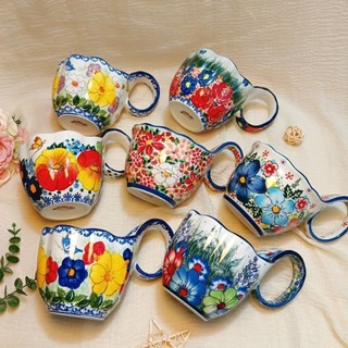 Ba lan nhiều màu sắc cốc nước sáng tạo vẽ tay ăn sáng cốc gốm dung tích lớn underglaze màu sữa cốc cốc cốc