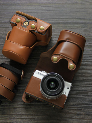 Thích Hợp Cho Máy Ảnh Canon Eos M100 Bao Da M10 Micro Túi Đơn Đeo Vai Retro Eos M200 Vỏ Bảo Vệ