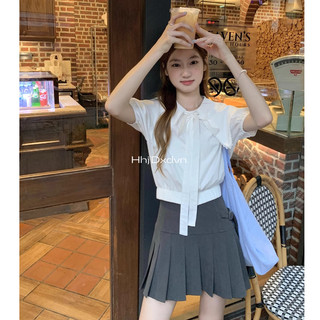 Áo sơ mi trắng nữ áo sơ mi ngắn nhỏ ins