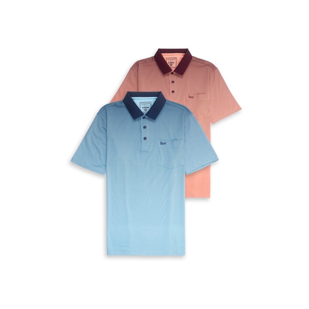 Áo polo nam họa tiết trừu tượng [Regular Fit] -M. Cam / Xanh nhạt