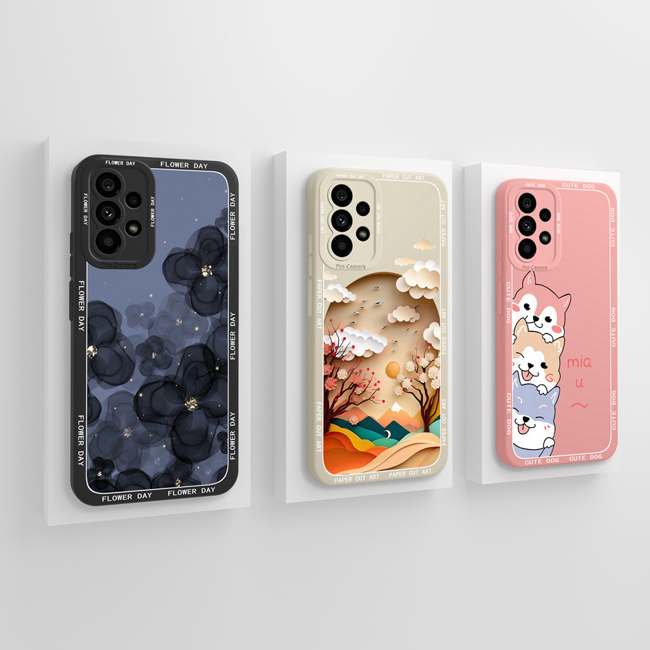 Ốp Điện Thoại Cho Samsung Galaxy A32 A53 5G Vỏ Hoa Thời Trang Đáng Yêu Vuông Lỏng Silicon Ốp Lưng Ch