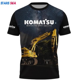 Máy Xúc Kỹ Thuật Máy Móc 3D In Hình Nam Thể Thao Mùa Hè Áo Thun Tay Ngắn Nam Komatsu Dạo Phố Áo Tee