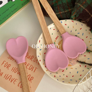 Hàng Nhà Bếp ~ Niche Blogger Cùng Phong Cách ins Hồng Cô Gái Trái Tim Silicone Muỗng Kem Món Tráng Miệng Hàn Quốc Nướng Xẻng