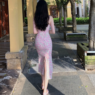 Chương Mùa Hè Váy Mỏng Nhẹ Nhàng Thanh Lịch Ôm Phần S Đường Cong Hông Quấn Ren-up Đầm Sling