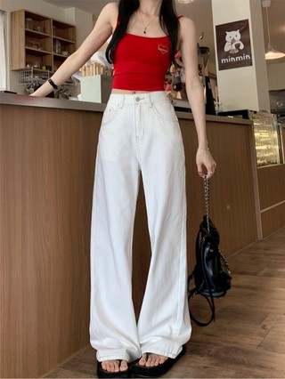 72785 Quần Denim ống rộng dáng rộng lưng cao
