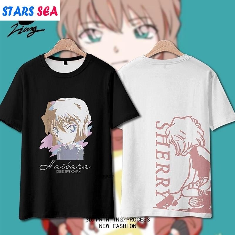 Áo thun ngắn tay rộng với thám tử Conan Haibara AI Shinichi Amuro Toru in trên đó, thích hợp cho các