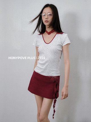 Honypove Mùa Hè Mỹ Hot Girl Tính Khí Dệt Kim Chữ A Váy Retro Thấp Váy Nữ