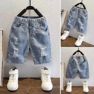 Bé Trai Rách Quần Jean Crop Trẻ Em Mùa Hè 2023 Mỏng Phong Cách Trẻ Em Quần Short Bé Phiên Bản Hàn Quốc Mềm Mại Mặc Ngoài