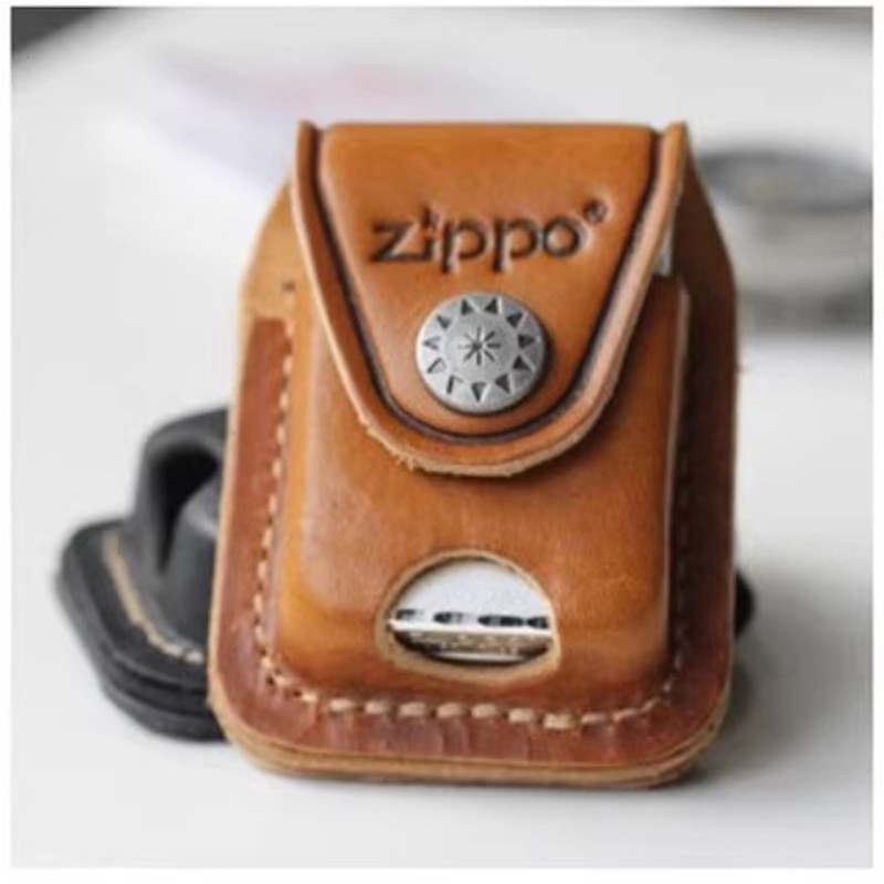 Zippo Kerasene Light Leather Case Loại nút Vỏ bảo vệ Zippo Dây đai máy thông thường Da bò nguyên chất Handmade Da thật