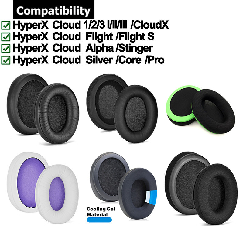 Dành cho HyperX Cloud Flight / Flight S / 1 2 3 I II III / X CloudX / Stinger / Alpha / Bạc / Core / Pro Tai nghe Earpads Đệm Tai nghe Bọt biển Tai nghe Earmuffs Vỏ thay thế