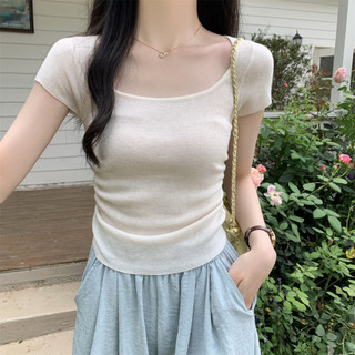 73385 Tính khí cổ vuông phong cách Hàn Quốc Slim-fit Tất cả các trận đấu Kn