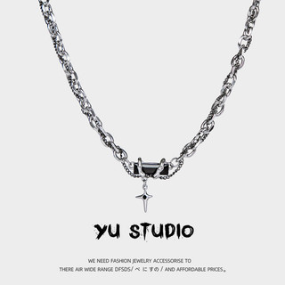 Yustudio Vòng Cổ Thép Titan Sapphire Đen Nam Hợp Thời Trang Hip-hop Ins Niche Cao Cấp Phong Cách Lạnh Xương Đòn Chai