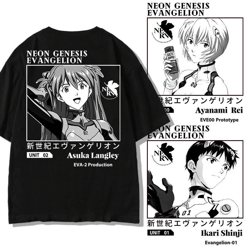 Áo thun phong cách mới Áo thun ngắn tay EVA Ayanami Rei Evangelion Áo thun ngắn tay có thương hiệu N
