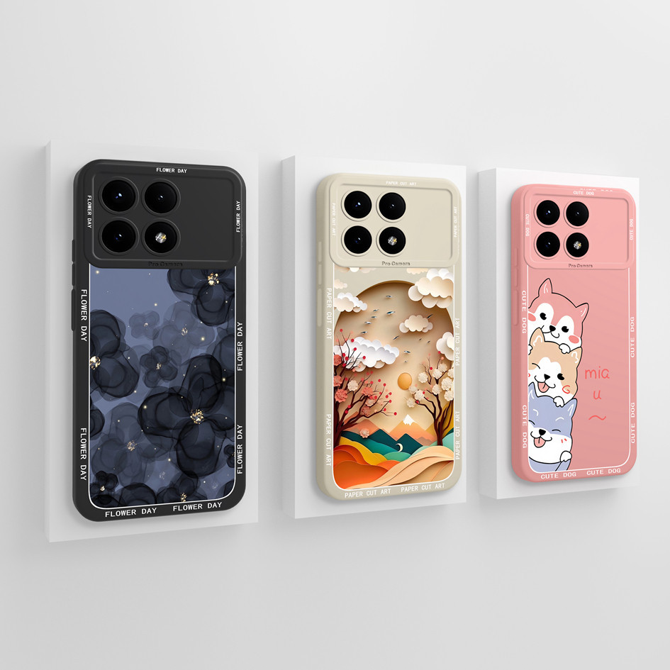 Vỏ Cho Redmi K70 Pro K70E Ốp điện thoại Thời Trang Dễ Thương Hoa Vuông Lỏng Silicon Camera Bảo Vệ Mặ