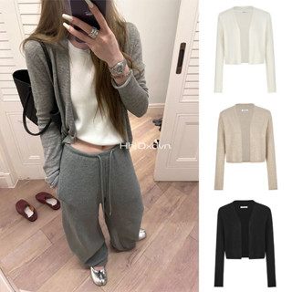 Mở Mùa Xuân Sản Phẩm Mới Influencer Xám Dệt Kim Cardigan Nữ Xuân Thu Mỏng Phong Cách Lười Mềm Sáp Áo Khoác