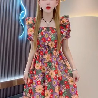Châu Âu Trạm Châu Âu Mùa Hè Phong Cách Mới Nẹp Xếp Ly Hoa Pettiskirt Xoay Lớn Ôm Hơn Nhìn Đầm Giảm Tuổi
