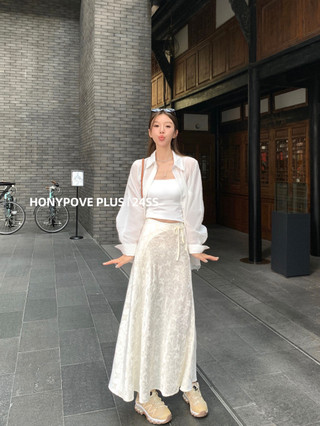 Honypove Váy bóng lưng cao mùa hè dành cho nữ đi lại dáng ôm hơn Tính khí chữ A Mid @ -