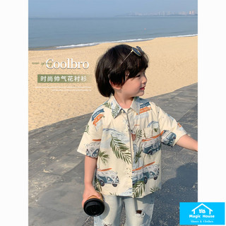 Áo sơ mi trẻ em áo sơ mi hoa bé trai 9-34kg áo sơ mi ngắn tay mỏng phong cách trẻ em