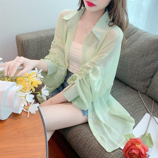 Áo Sơ Mi Chống Nắng Voan Nữ Mùa Hè Phong Cách Mới Rời Thời Trang Dây Rút Tay Dài