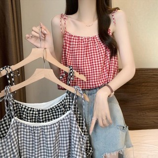 Kẻ Sọc Camisole Rời Ôm Hơn Nhìn Bé Áo Sơ Mi Ren Ngắn Tay Top Mùa Hè Mới