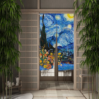 Van gogh tranh đầy sao rèm cửa trừu tượng nghệ thuật ấn tượng screamer nhà bếp rèm cửa ngắn phòng ngủ phân vùng