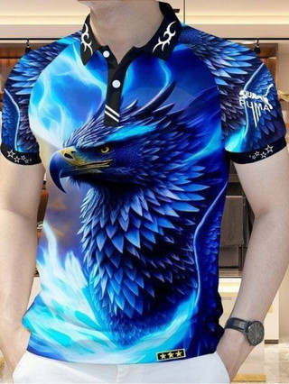 Họa Tiết Đại Bàng Retro Mùa Hè 2024 Mới Rời Thể Thao Thời Trang Áo Sơ Mi Polo In Hình Thời Trang