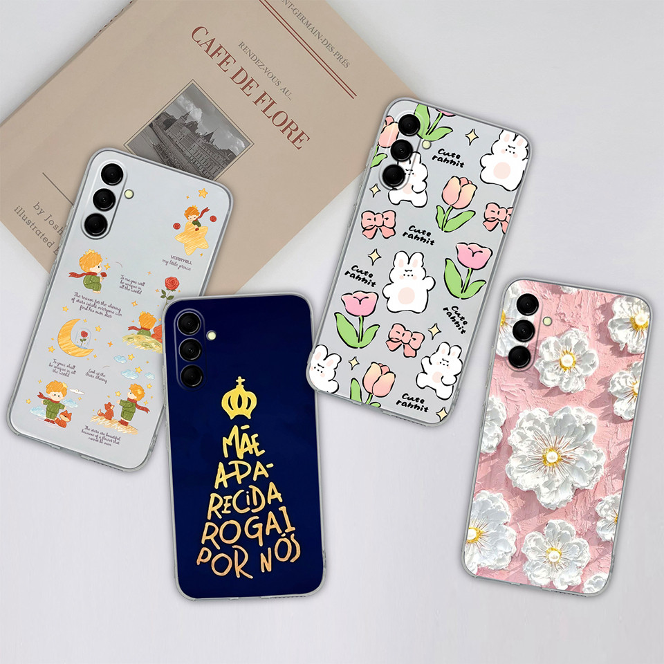 Ốp Lưng Cho samsung Galaxy m14 5G Thỏ Dễ Thương Chống Rơi Hoa Chống Sốc Silicon Nhẹ Trong Suốt Vỏ Đi