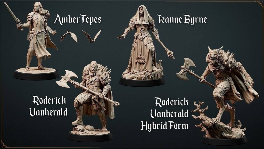 00101026- Dark Night Hunter Heroes 4 Bút Sơn Trắng Mô Hình Board Game War Chess DND Running Group Mô