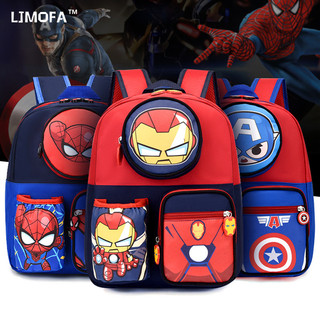 Túi đi học LJMOFA Kids cho trẻ em Phim hoạt hình Người nhện họa tiết Ba lô chống nước dung tích lớn