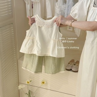  Bộ đồ mùa hè cho bé gái Phong cách mới Quần Vest phong cách phương Tây cho trẻ em Bộ đồ hai mảnh Quần áo mùa hè thông thường cho bé gái