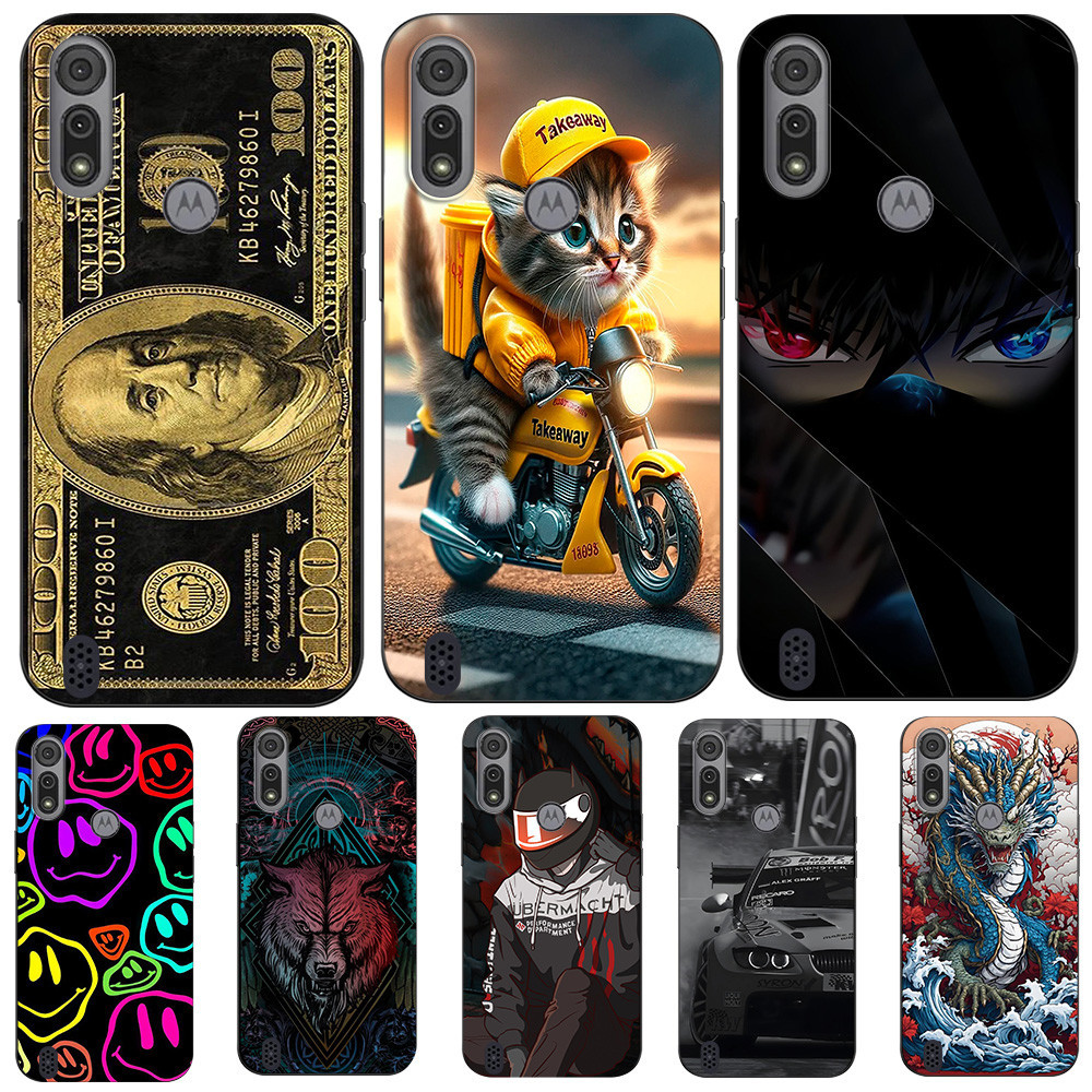 Dành Cho Motorola Moto E6S E6i Ốp Lưng Điện Thoại Bảo Vệ Silicon Mềm Đen Tpu Ốp Mèo Dễ Thương