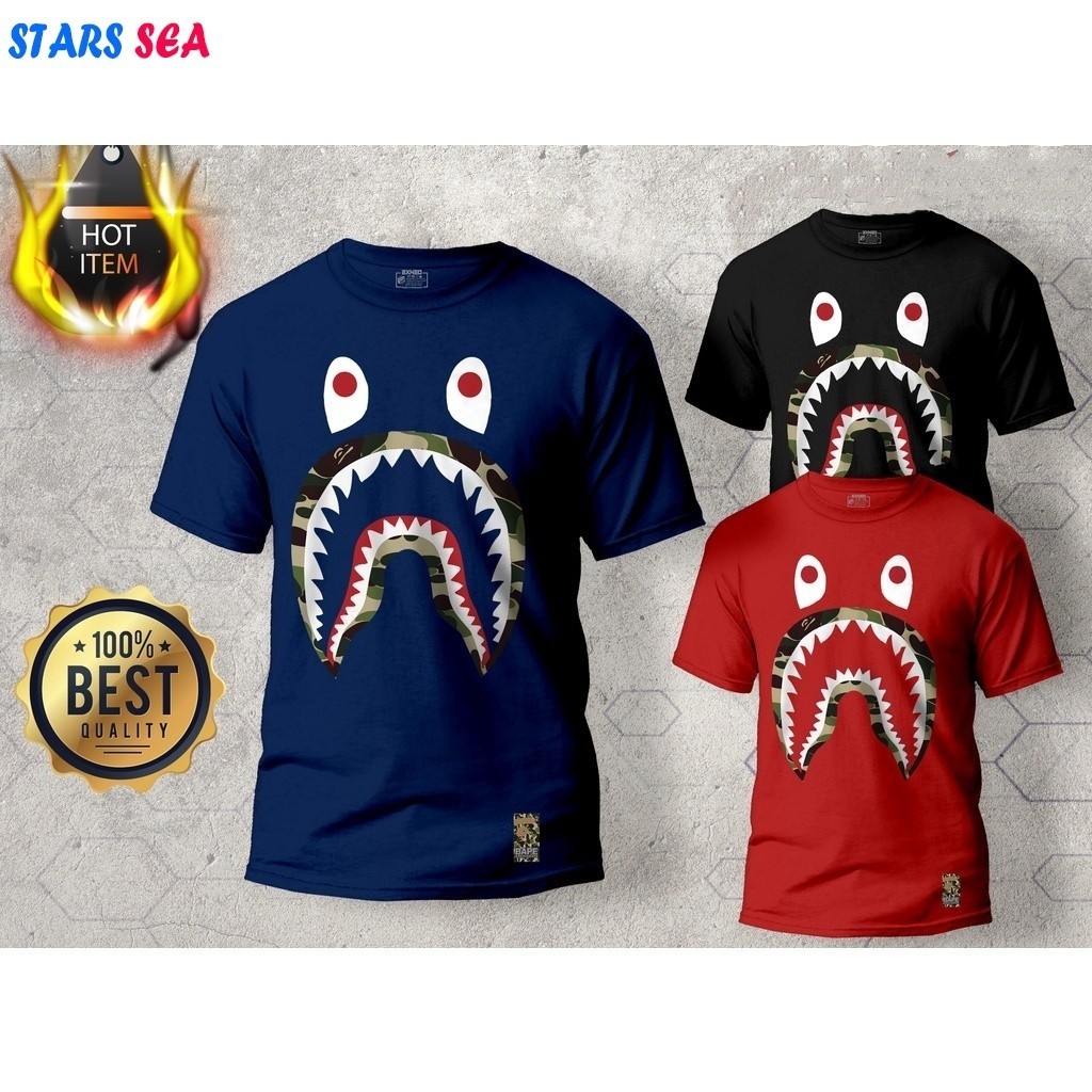Áo thun nghệ thuật Bape Bath Ape Shark Áo thun họa tiết