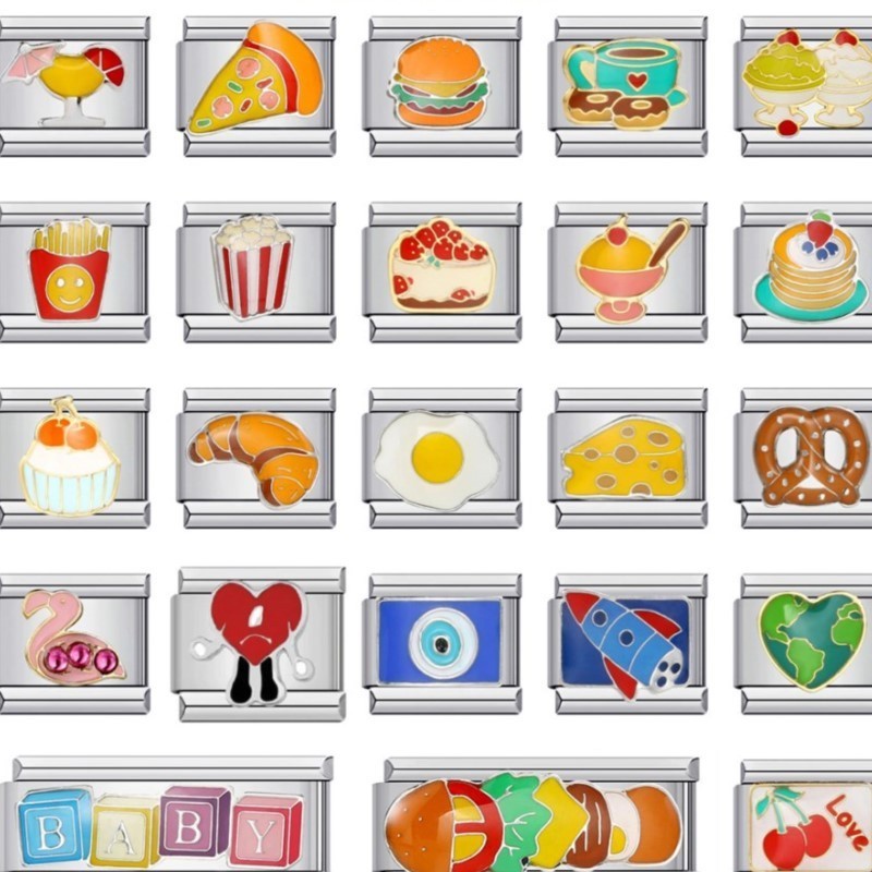 Thực Phẩm Thời Trang Hamburger Kem Quyến Rũ Ý Liên Kết Phù Hợp Với Vòng Tay 9 Mm Thép Không Gỉ Trang Sức DIY Làm