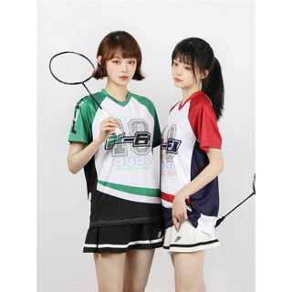 F61 Phong Cách Mới Đen Xanh Khâu Cầu Lông Áo Nam Nữ Wicking Nhanh Khô Thể Thao Top Cạnh Tranh Jersey Tay Ngắn Cặp Đôi