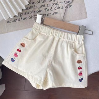  Mùa hè Phong cách mới cho bé gái Hoạt hình dễ thương Quần short hoạt hình thêu Quần mùa hè