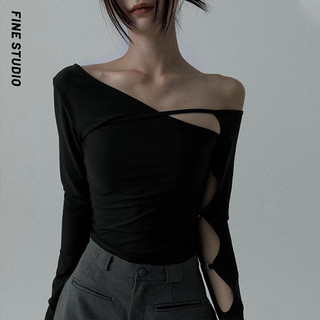 Châu Âu Mỹ Hot Girl Phong Cách Thiết Kế Cảm Giác Xù Vai Dài Tay Áo Thun Nữ Mùa Hè Slim-Fit Ba