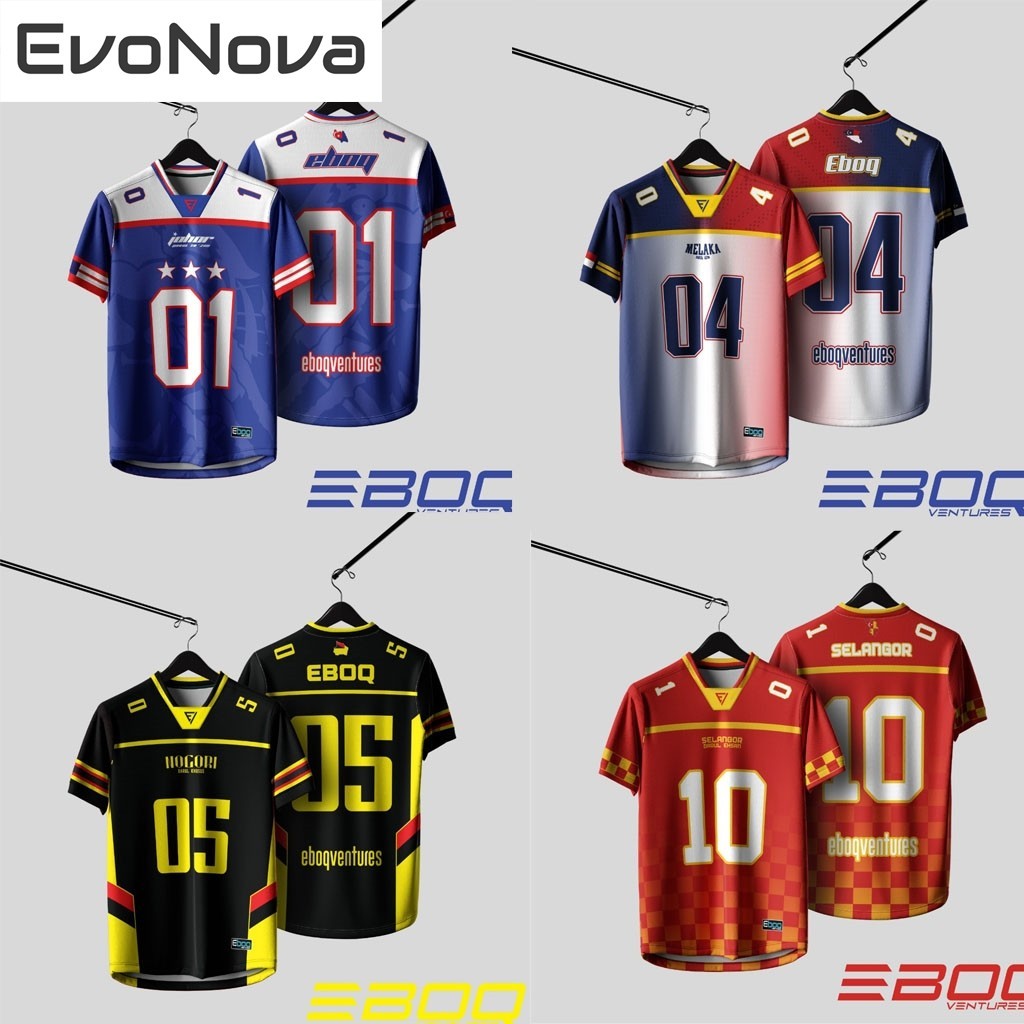 Áo thun Evonova NFL Eboq Eksklusif Jersey / NFL NEGERI / AE baju NFL 270 GSM / Eboq Thăng hoa Jersi 