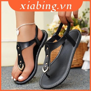 Dép đi biển phẳng nữ thời trang châu Âu và phong cách Mỹ Dép sandal co giãn nhẹ