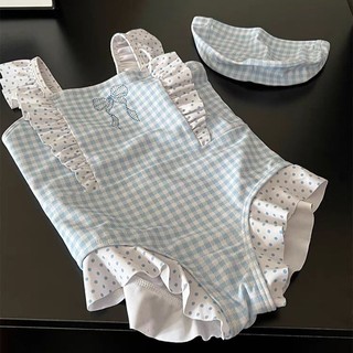  Phiên bản Hàn Quốc Bé gái Phong cách mới Thời trang Mùa hè Lưới xanh Đồ bơi một mảnh ren