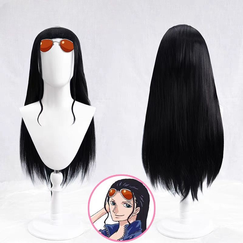Đầu tóc giả da đầu đen dài thẳng cosplay nhân vật Nicole Robin One Piece