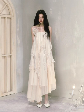 Whbyzwhcb Ren Ba Chiều Hoa Không Đều Treo Váy Nữ Phong Cách Mới Ngày Lễ Đầm