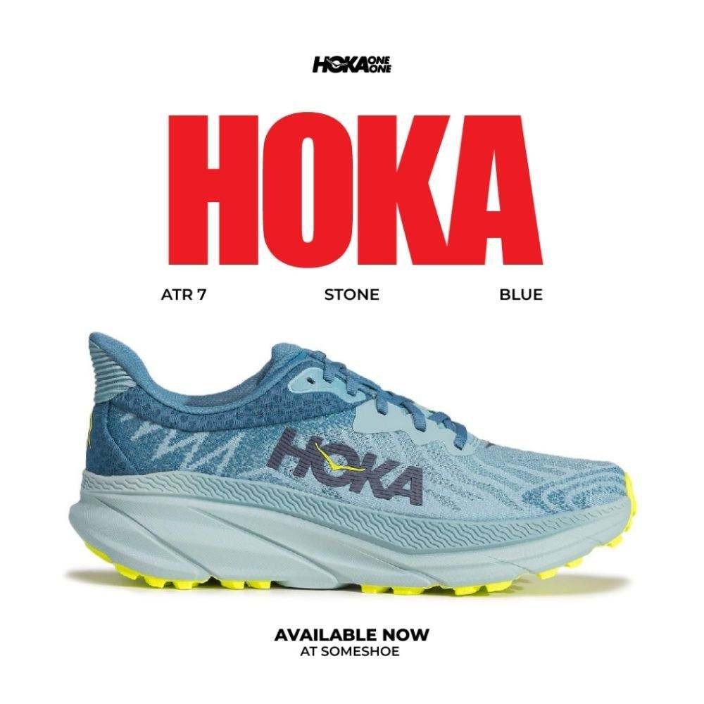 【100% Genuine】Hoka Challenger ATR 7 Stone Blue Evening Primrose Running Shoes For Unisex Sneakers