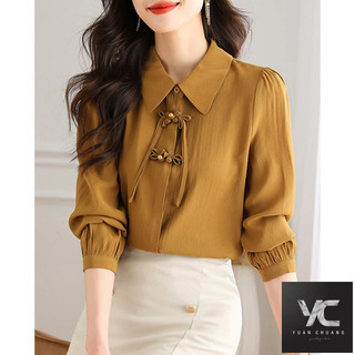  Xuân Thu Phong Cách Mới Phong Cách Trung Hoa Khóa Áo Sơ Mi Nữ Quần Áo Nữ Sang Trọng Thời Trang Đơn Giản Phù Hợp Với Áo Sơ Mi Nhỏ Nữ