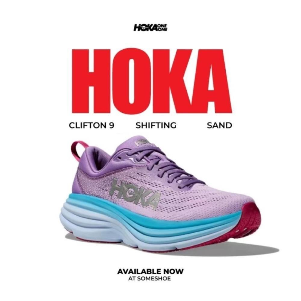 【100% Genuine】 Hoka Bondi 8 Mesh Breathable Running Shoes Purple For Women 1127952-CVPL
