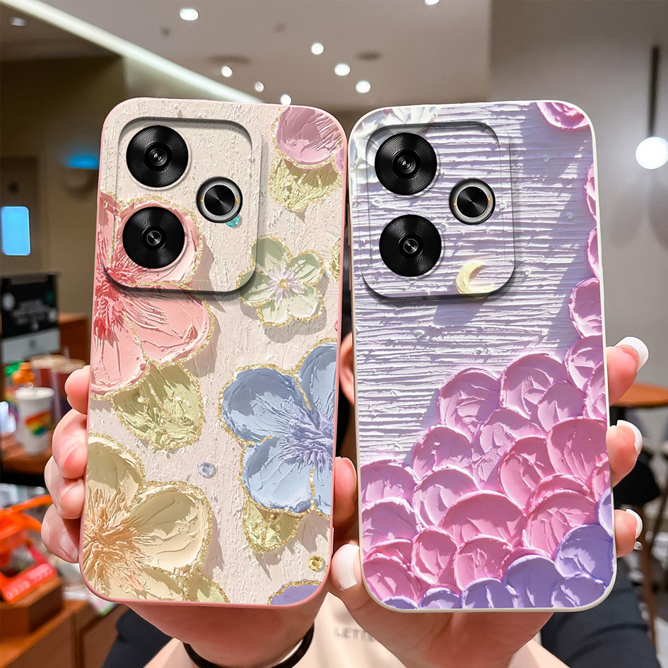 Ốp Điện Thoại Cho Redmi Turbo 3 5G Vỏ Mềm Chống Sốc Vuông Lỏng Thời Trang Họa Tiết Hoa Ốp Lưng Cho X