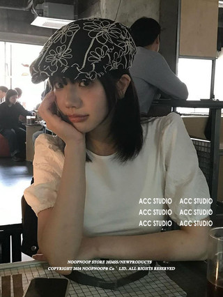 Mũ thêu hoa cổ điển Mũ nồi Mũ họa sĩ hợp thời trang