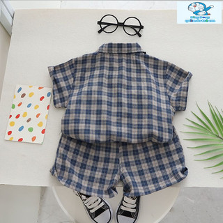 [Sản phẩm mới] Bộ đồ áo sơ mi ca rô bé trai Phong cách mới Hợp thời trang mùa hè Áo sơ mi thông thường Quần short trẻ em Bộ đồ hai mảnh mỏng đẹp trai