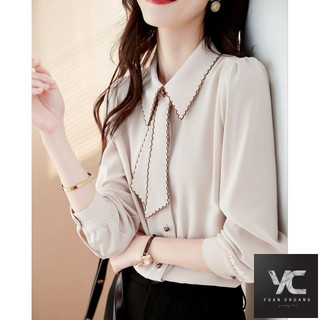  Áo sơ mi dài tay phong cách mới Thiết kế nữ Áo sơ mi bên trong Áo sơ mi đáy mùa thu Áo sơ mi hàng đầu
