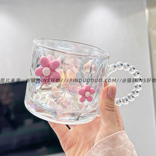 Cốc thủy tinh cà phê mũm mĩm có tay cầm Phong cách gia đình Bé gái Uống nước lạnh có giá trị cao Cốc trà sữa